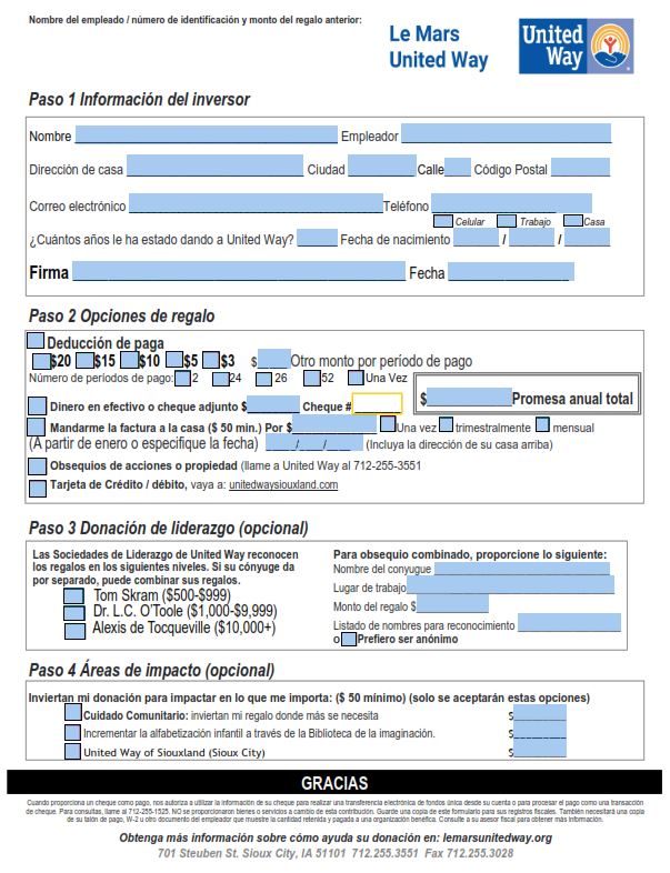 Le Mars Fillable Spanish